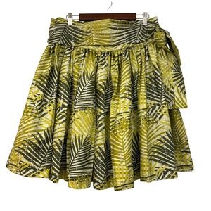 Skia Flow Skirt US 14 EU 18 Anthropologie Palm Knee Length Pleated A-Line Boho